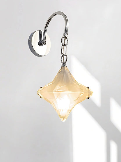 Art Deco Star Wall Sconce - Frosted Glass Light for Hallway - Astris Selene