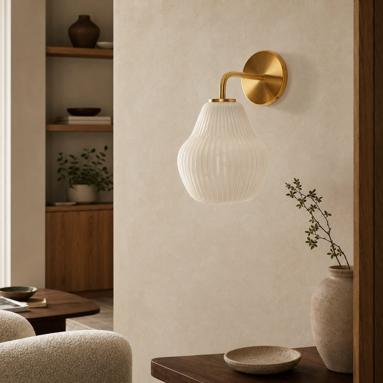 Rivrona Wandleuchte aus geripptem Glas – elegante, moderne Beleuchtung für Flur und Schlafzimmer