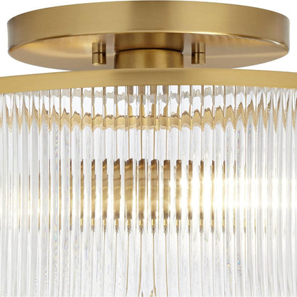 Drum Ribbed Glass Ceiling Lamp - Vintage Farmhouse Flush Mount