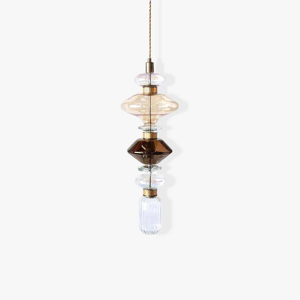 Minimalistische Ballett-Pendelleuchte - Eisen-Metall-Glas-Gold-Bernstein-Innenbeleuchtung
