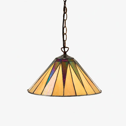 TF Dark Star Tiffany Pendant – Stained Glass Geometric Design Ceiling Light for Living Rooms