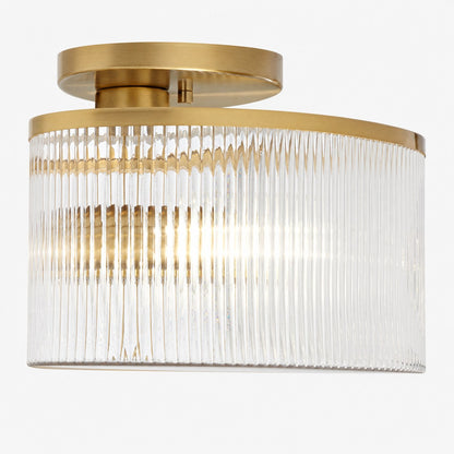 Trommelförmige Deckenlampe aus geripptem Glas – Vintage-Bauernhaus-Deckenleuchte