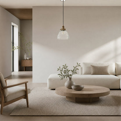 Novera Art Deco Kuppel-Hängeleuchte mit verstellbarer Höhe und Glasschirm - Wohnzimmer