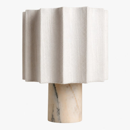 Cavilon Table Lamp with Fan-Shaped Linen Shade - Stone Finishes Suitable for Living Rooms