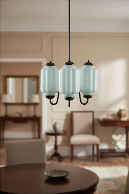 Vintage Eloise Glass Chandelier With 3 Lights