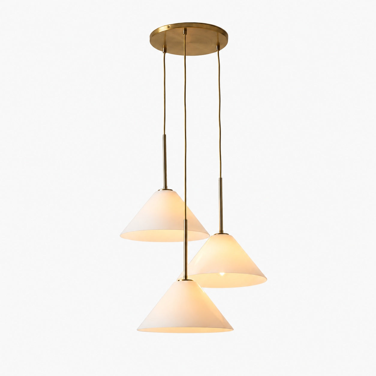 Conica 3-flammiger Kegel-Kronleuchter – Skulpturale Pendelleuchte aus Glas im modernen Stil
