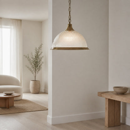 TF Vintora Pendelleuchte aus geripptem Glas – Elegante Metallumrandung für Küchen, Essbereiche und Flure