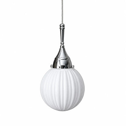 White ribbed milk glass pendant light