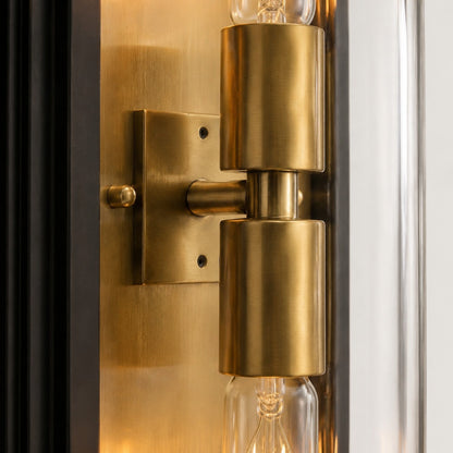 Bronze Caged Glass Modern Outdoor Wall Sconce for Porch and Entryways