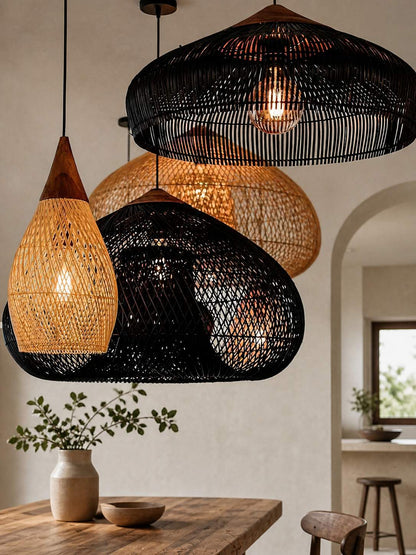 Harp Braided Rattan Pendant Lamp