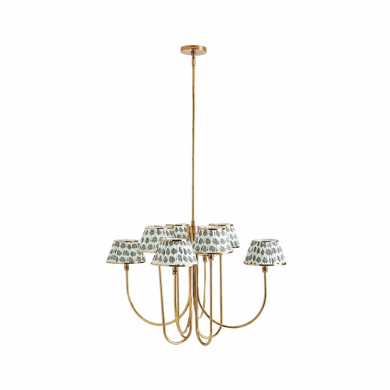 Ruchee Chandelier – Layered Fabric Shade Brass Ceiling Light for Dining or Living Spaces