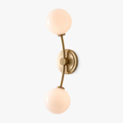 Arden Glass 2 Light Iron Wall Sconce - Modern Curved Design for Bathroom or Hallway