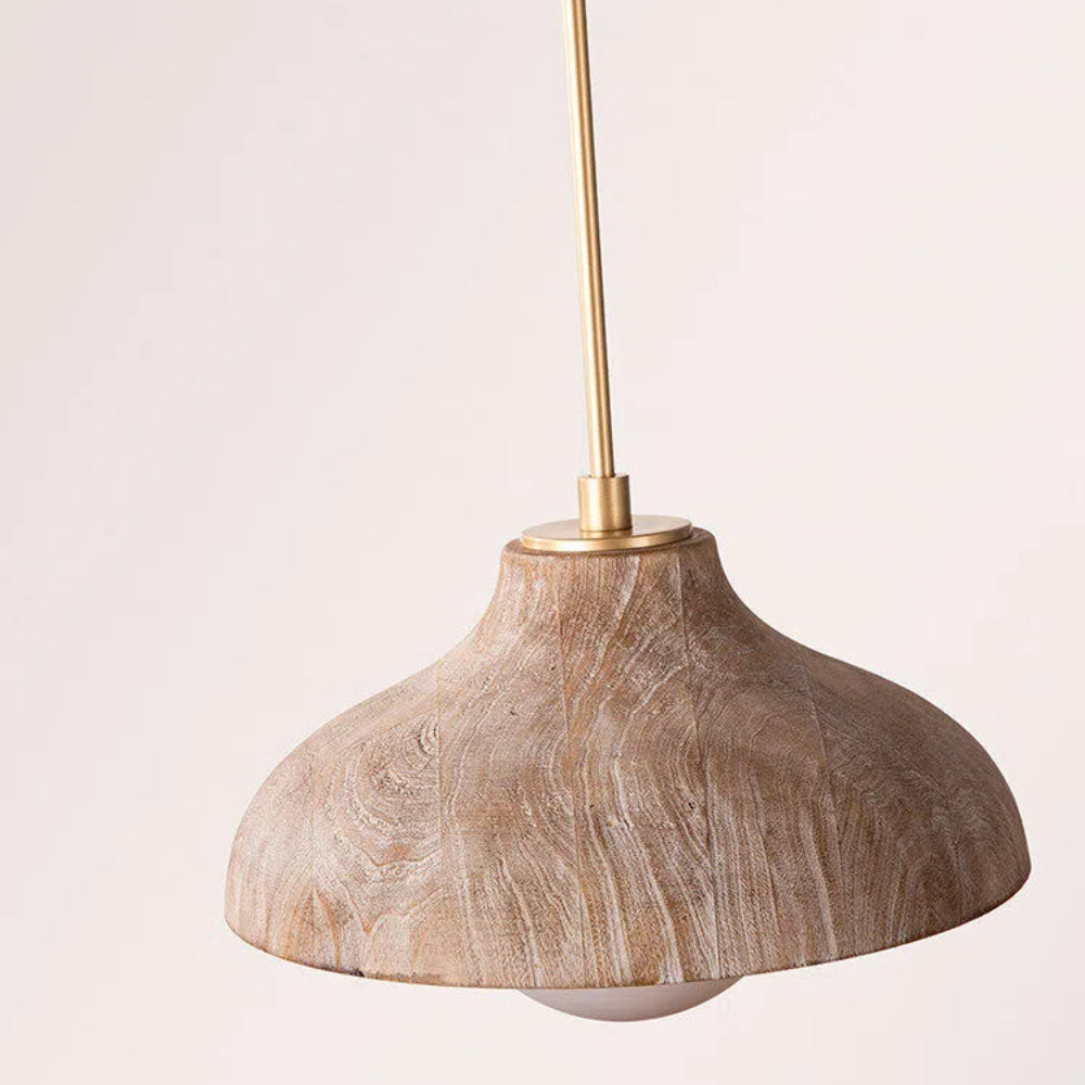Natural Wabi Sabi Wood & Glass Pendant Lamp