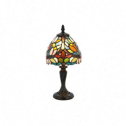 Calyra Vintage Floral Stained Glass Table Lamp — Art Deco Tiffany Style Accent Light for Bedside and Living Room