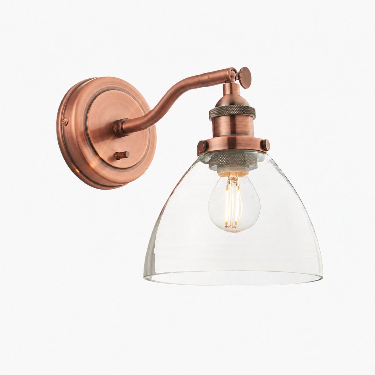 Novera Wall Light Collection – Glass Shade Finishes in Brass Silver Nickel Copper – Residential and Boutique Hospitality