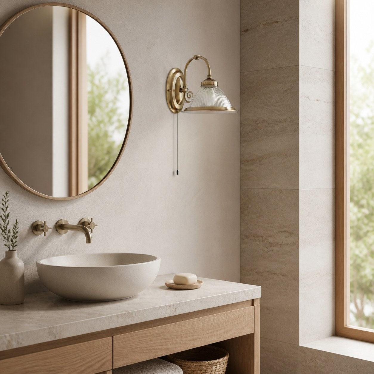 TF Vintora Wandleuchte aus geripptem Glas – Industrielle Glockenform für Esszimmer und Flur