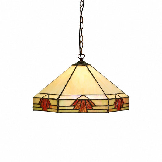 TF Nevada Vintage Buntglas-Pendelleuchte – Handgefertigte Kunstglasleuchte für Essbereiche