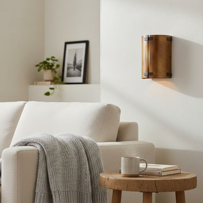 Rustivon Rustic Wall Sconce - Curved Metal Shade in Vintage Style for Bedroom