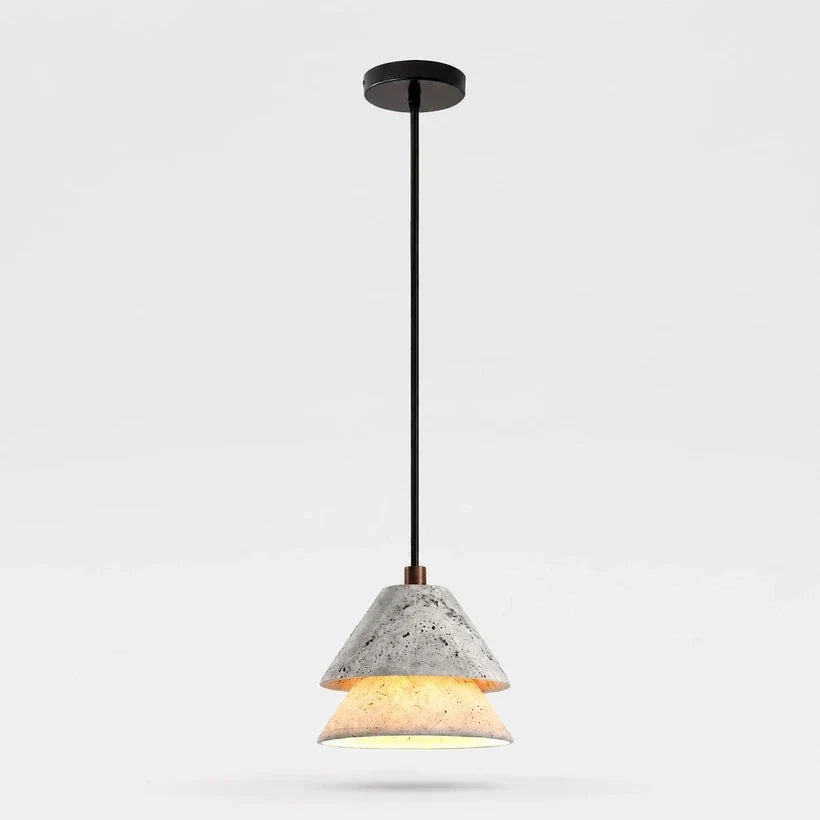 Grey Stone Pendant Light with Paper Diffuser