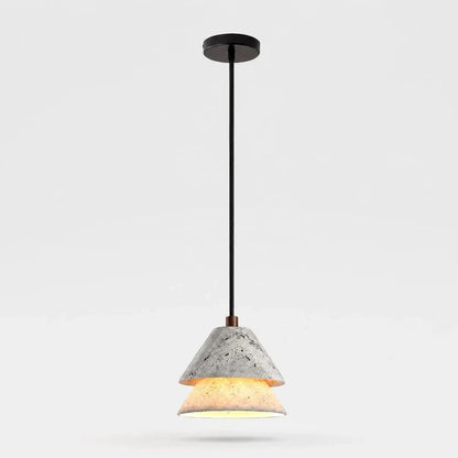 Grey Stone Pendant Light with Paper Diffuser