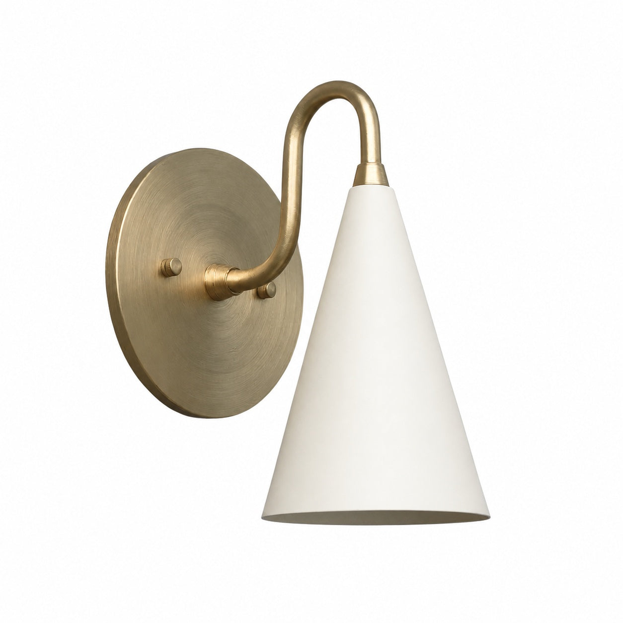 Curva Metal Cone Shade Sconce – Vintage Brass Wall Light for Entryway or Stairwell