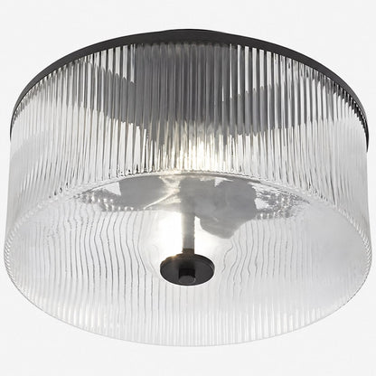 Rilona Striped Glass Drum Ceiling Fixture — Classic Semi-Flush Light for Bedroom or Office U13
