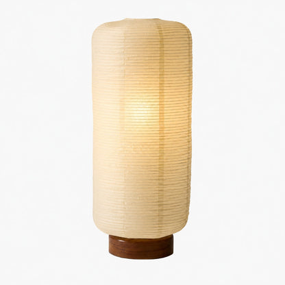 Tivo Minimalist Ribbed Floor Lamp - Simple Solid Wood Base with Paper Lampshade Suitable for Living Room and Bedroom
