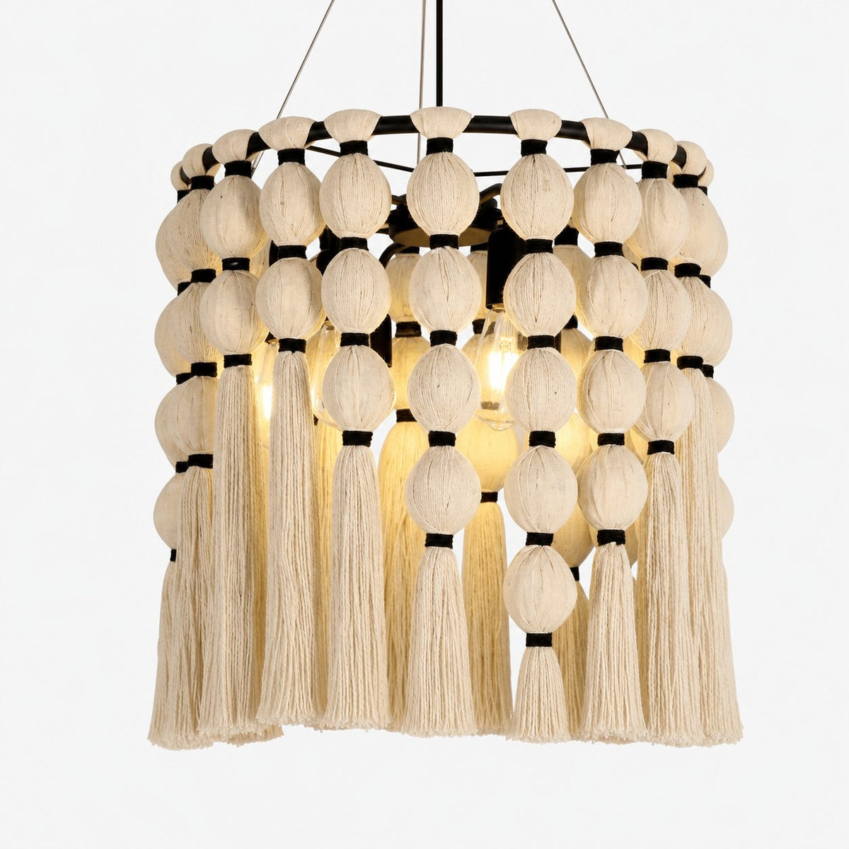 Modulune Modern Elegant Handmade Chandelier with White Cotton Fringe for Living Room