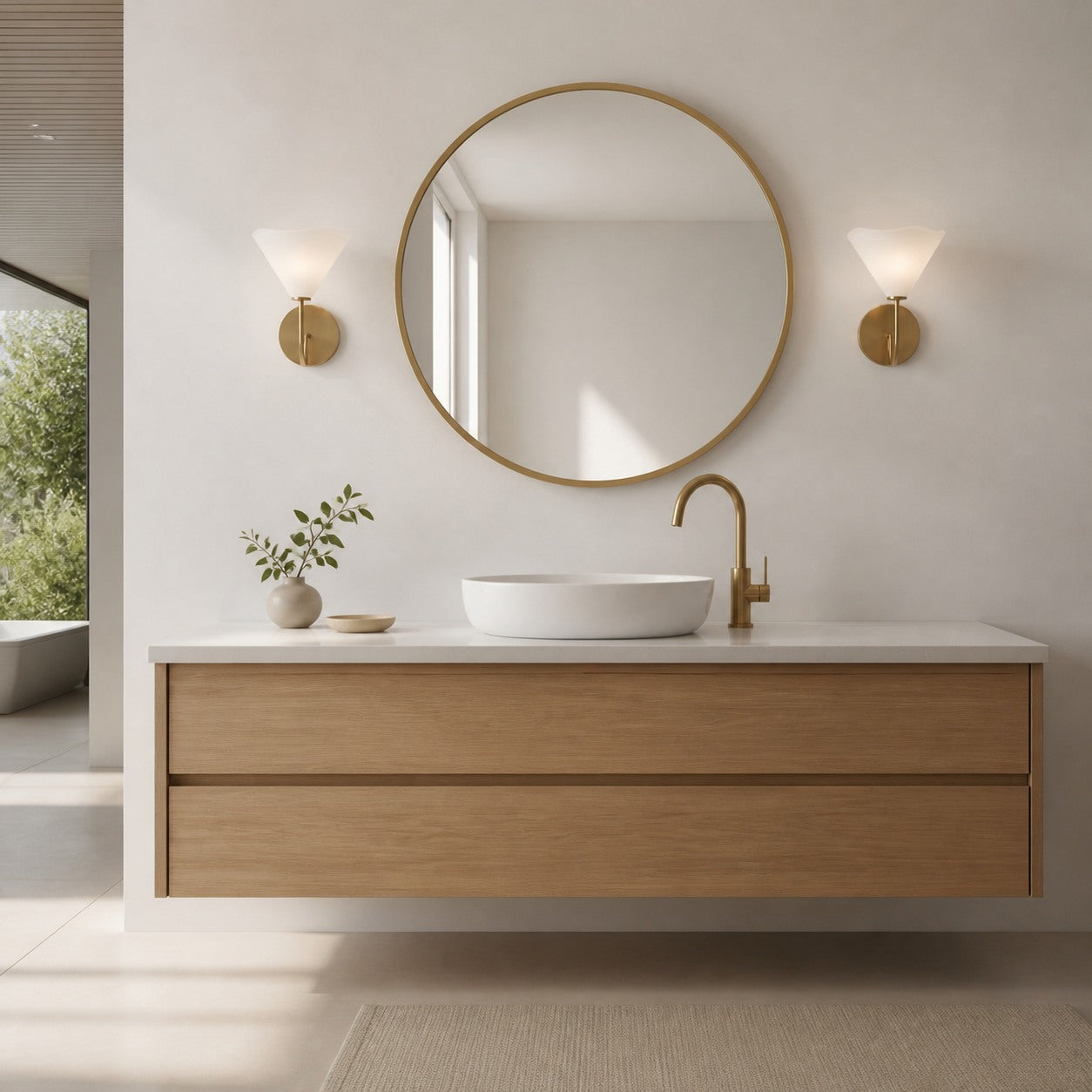 Kysara Wandleuchte aus Messing und Leinen – Skulpturales Kurvendesign, geeignet für Wohnzimmer, Schlafzimmer und Badezimmer