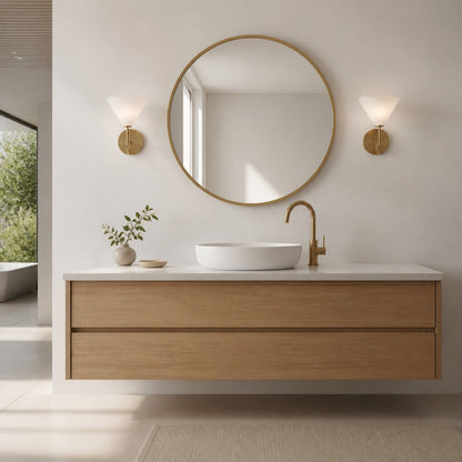 Kysara Wandleuchte aus Messing und Leinen – Skulpturales Kurvendesign, geeignet für Wohnzimmer, Schlafzimmer und Badezimmer