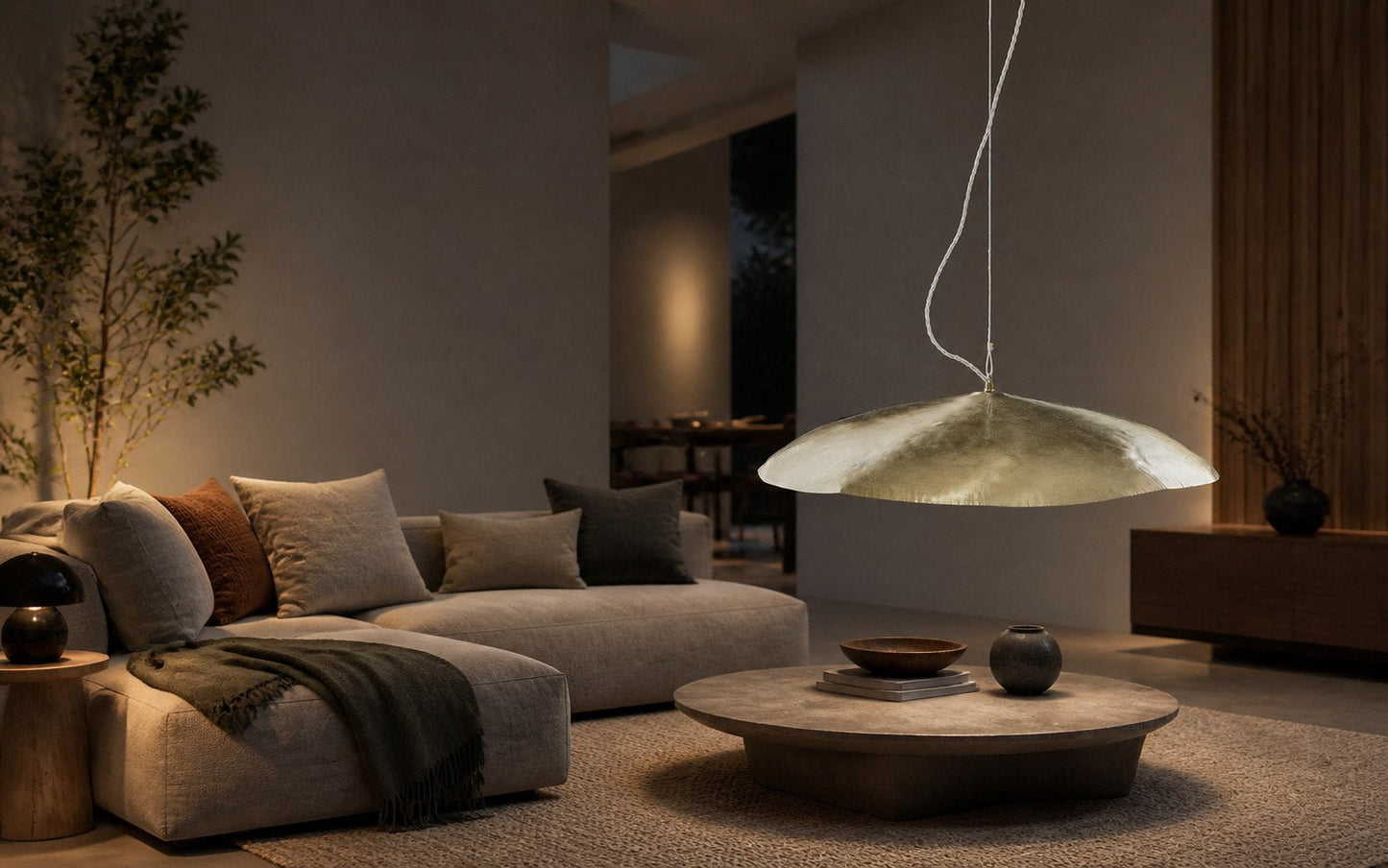 Hammered Brass Suspension Light