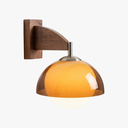 Afterglow Modern Sunset Wall Lamp – Dual Glass Shade Design with Wood-Texture Base