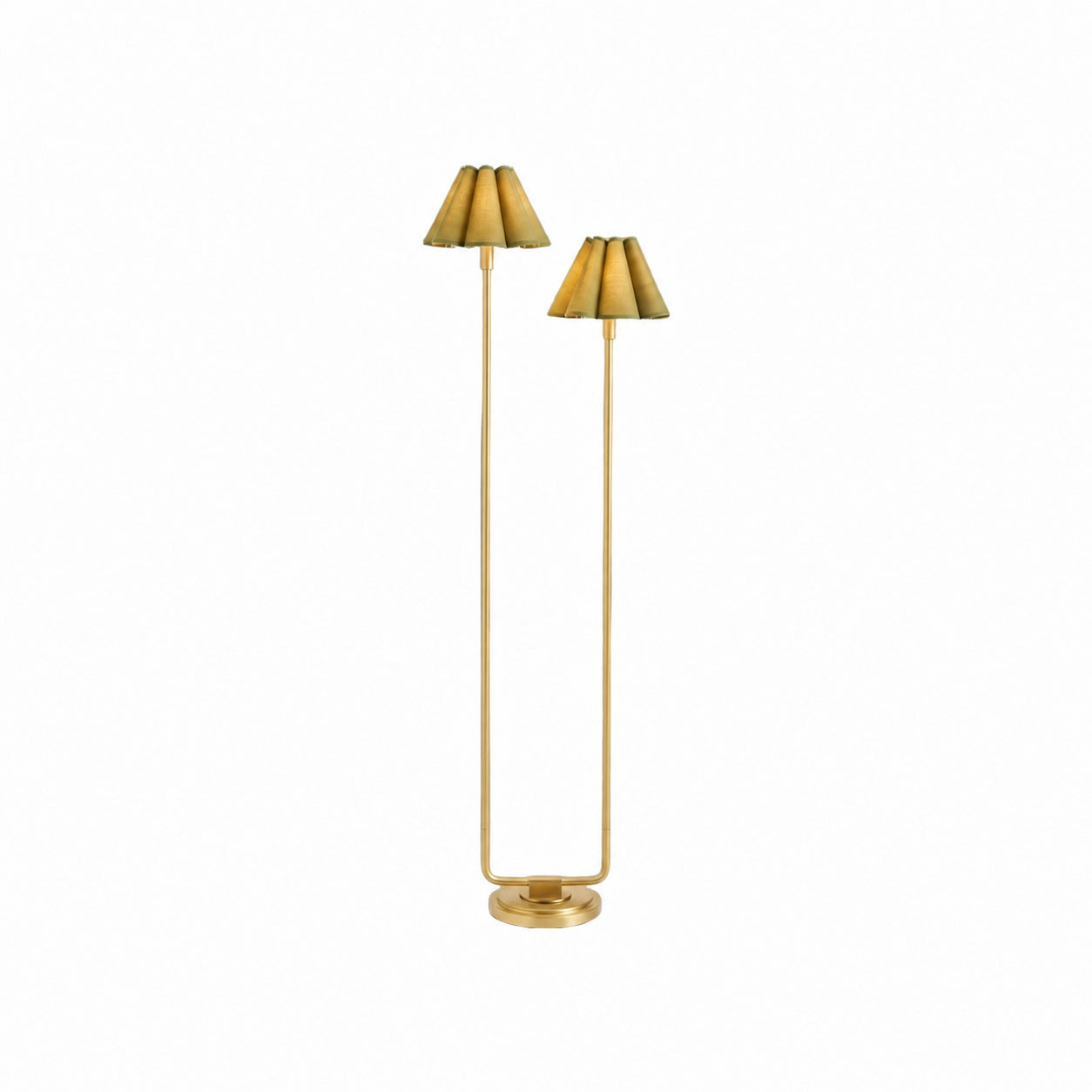 Duova Minimalist 2‑Light Floor Lamp - Modern Pleated Fabric Metal Light for Bedroom or Living Room