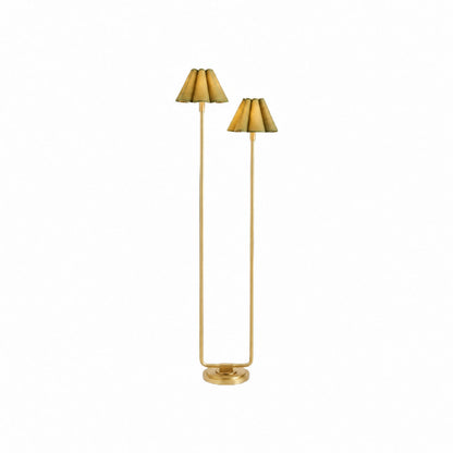 Duova Minimalist 2‑Light Floor Lamp - Modern Pleated Fabric Metal Light for Bedroom or Living Room
