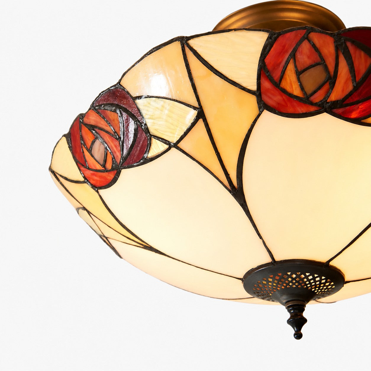 TF Ingram handgefertigte Buntglas-Deckenleuchte – Vintage Art Deco Tiffany-Leuchte für das Esszimmer