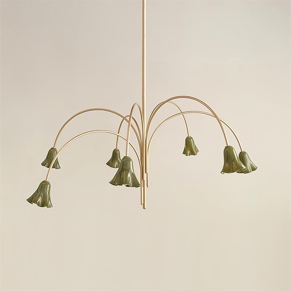 Bellina Sculptural Glass Lily Chandelier – Modern Romantic Pendant Light for High Ceilings