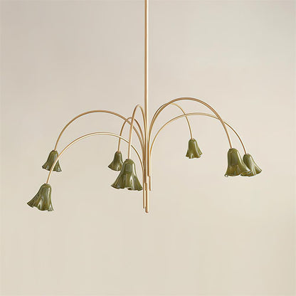 Bellina Sculptural Glass Lily Chandelier – Modern Romantic Pendant Light for High Ceilings