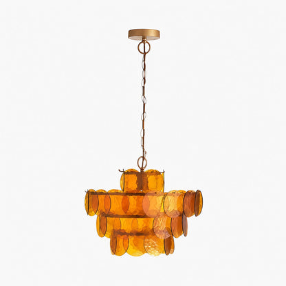 Morien Colorful Disc Pendant Light - Artistic Glass and Metal Pendant Lighting for Dining or Bedroom