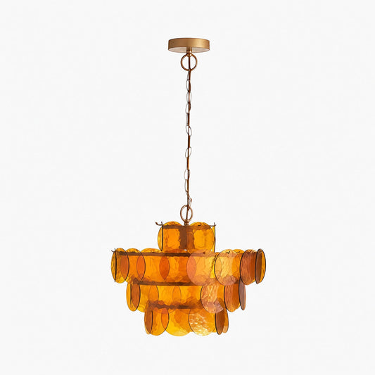 Morien Colorful Disc Pendant Light - Artistic Glass and Metal Pendant Lighting for Dining or Bedroom