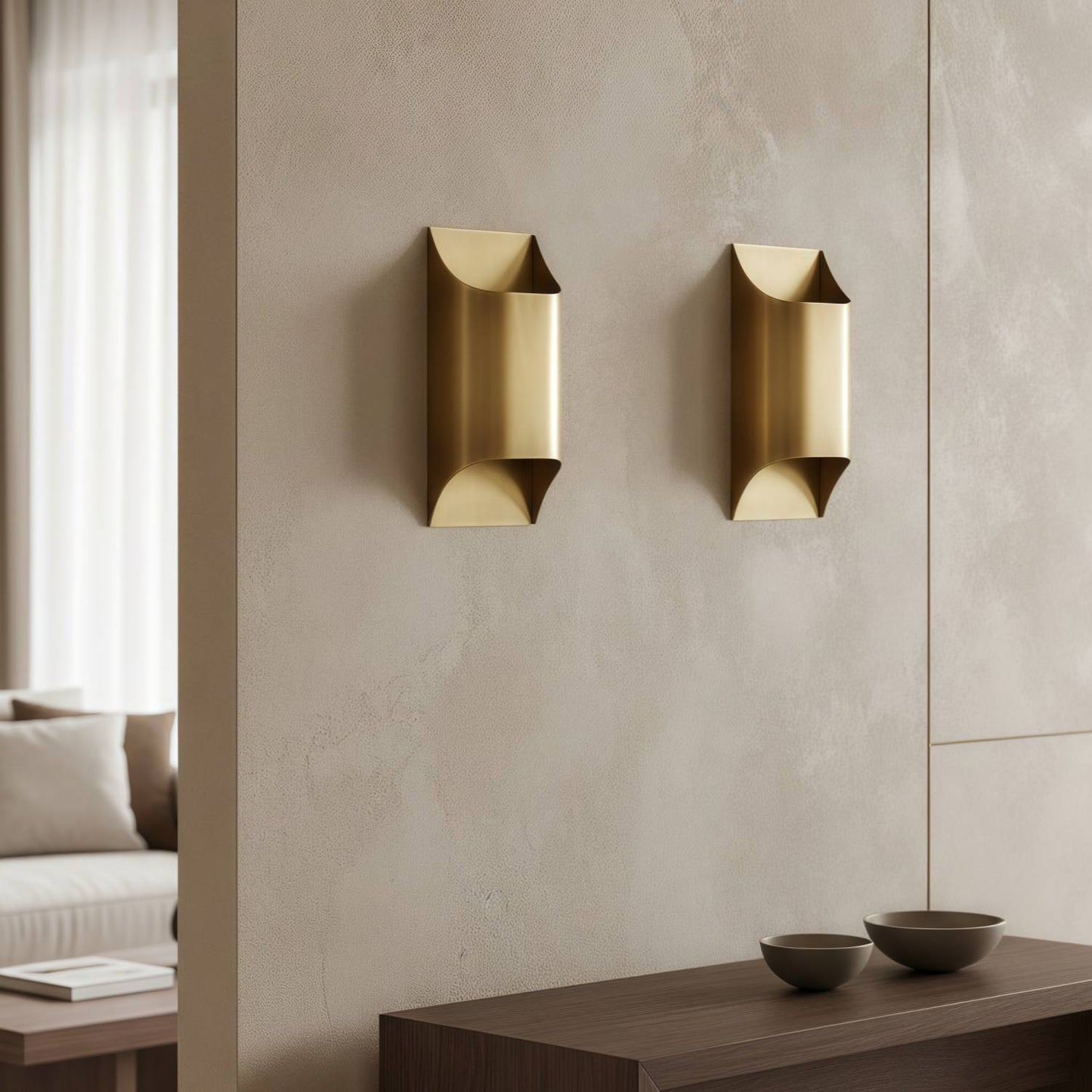 Sconique Stylish Brass Wall Sconce - Minimal Design Architectural Profile Sconce for Foyer