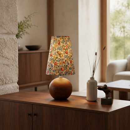 Florence Decorative Floral Table Lamp — Stylish Ambient Light with Wooden Detail for Home
