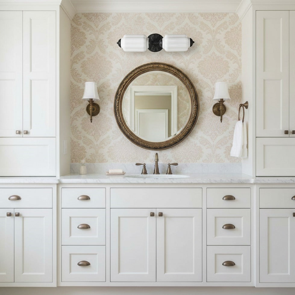 Eloise Glass Wall Sconce - Vintage Milk Glass Vanity Sconce