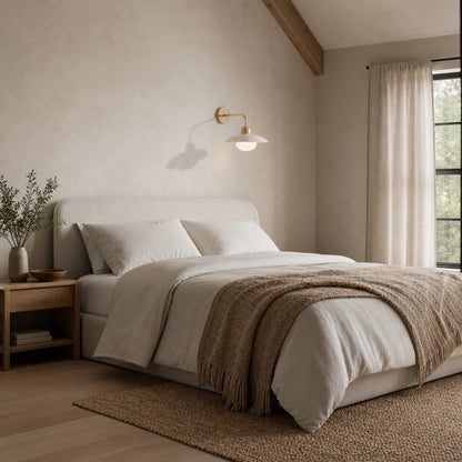 Discra Minimalist Sculptural Circular Wall Lamp —  Natural Style Wall Fixture for Hallway and Bedroom U18