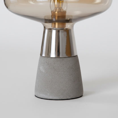 Concretea Industrial Table Lamp - Hand Blown Glass Globe with Concrete Base for Living Room