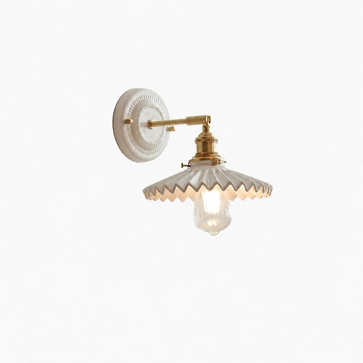 Japanische Vintage Wandlampe aus Keramik und Messing mit 1 Leuchte