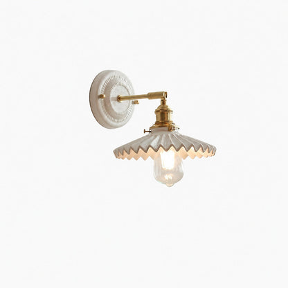 Japanische Vintage Wandlampe aus Keramik und Messing mit 1 Leuchte