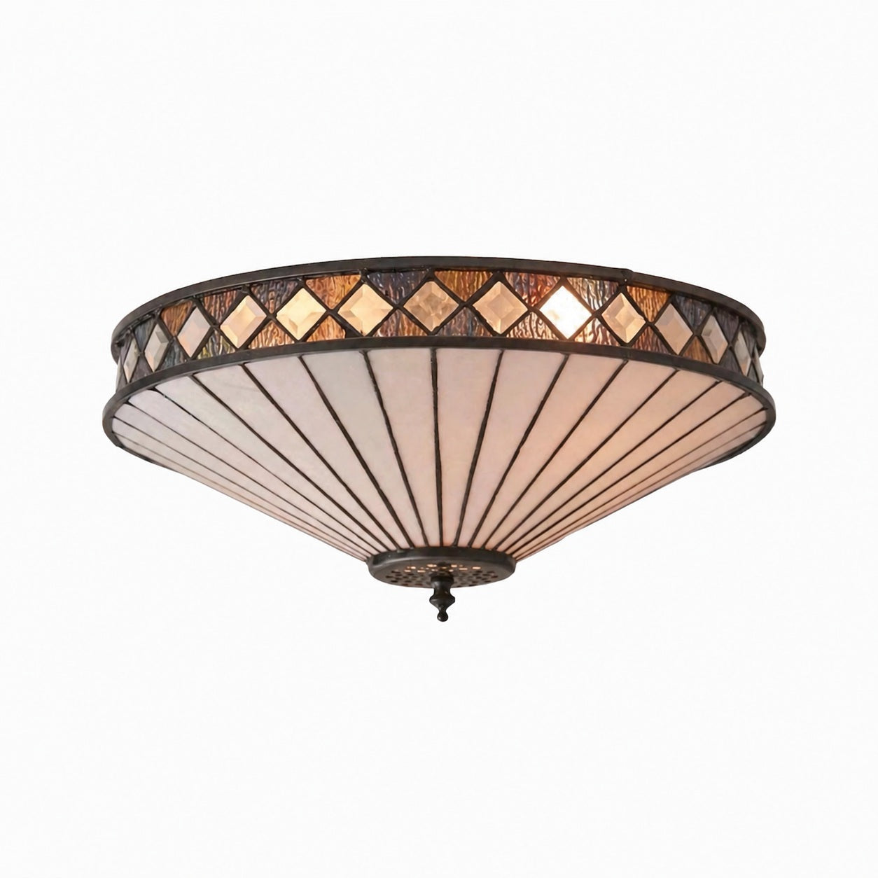 TF Fargo Geometrische Deckenleuchte – Handgefertigte Art-Deco-Lampe aus Buntglas für den Eingangsbereich