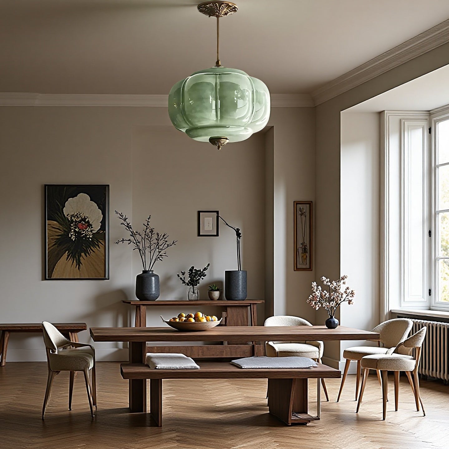 Eloise Pendelleuchte - Vintage Pendelleuchte Milchglas