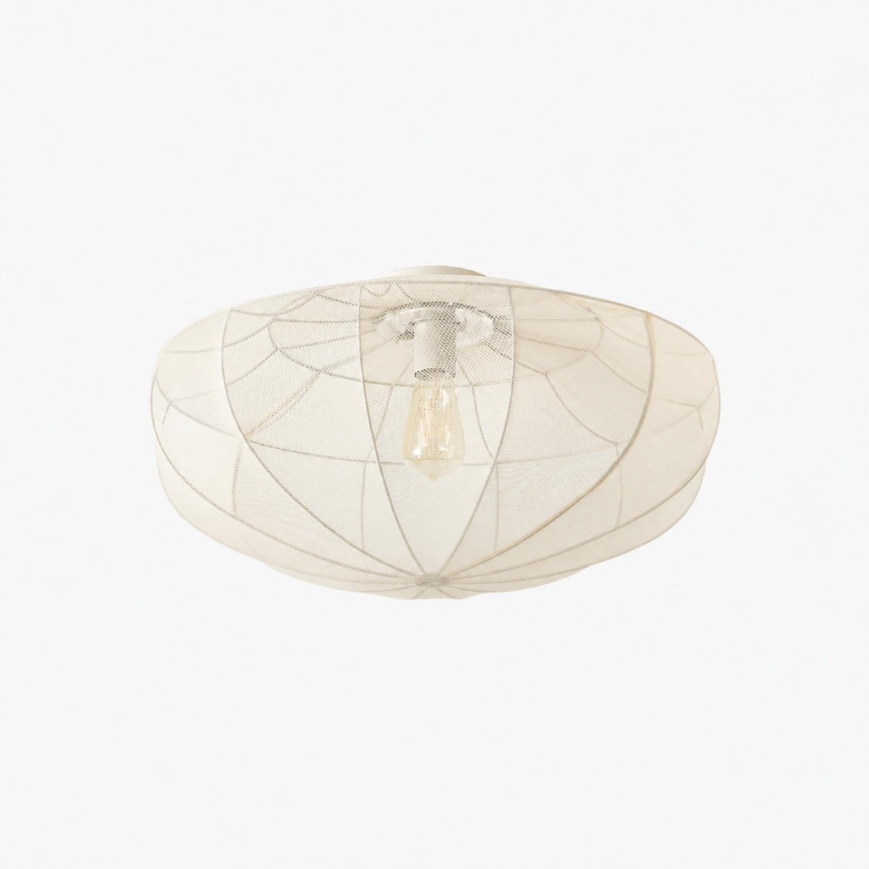 Lumifil Deckenleuchte mit drapiertem Netzgewebe – Boho-Stil-Lampe mit rustikalem, strukturiertem Schirm für Wohnzimmer oder Schlafzimmer