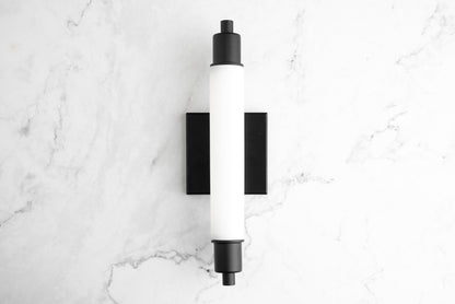 Ornato Luxe Modern Vanity Sconce - Art Deco Wall Light with Cylinder Shade